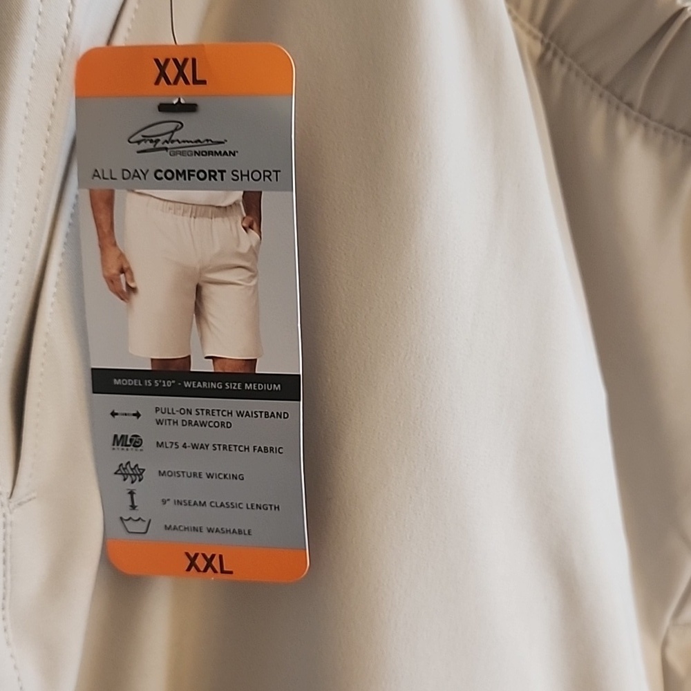 NWT Mens Greg Norman Beige All Day Comfort Shorts - Picture 2 of 13